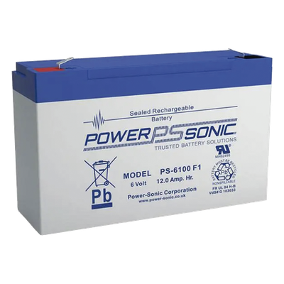 PS-6100-F2 - Batería de Respaldo AGM/VRLA / 6V / 12Ah / Terminales F2 / 5 Años Vida Útil / UL Certificada