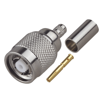 RP-1202-C - Conector TNC Macho Inverso / Anillo Plegable / RG-58/U / Níquel / Oro / Teflón