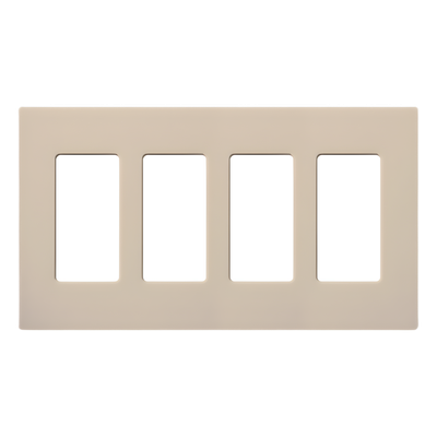 SC4TP - Placa de Pared Decorativa / 4 Espacios / Diseño sin Tornillos Visibles / Acabado Satinado Taupe / Perfil 7.6 mm / Compatible Apertura Designer
