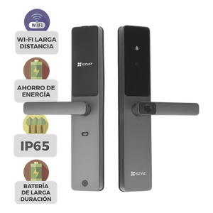 CS-DL05-R100 - Cerradura Inteligente / Cerrojo Tipo Americano / Wi-Fi y Bluetooth / 50 Huellas / IP65 / -25°C a 70°C / Botón de Timbre