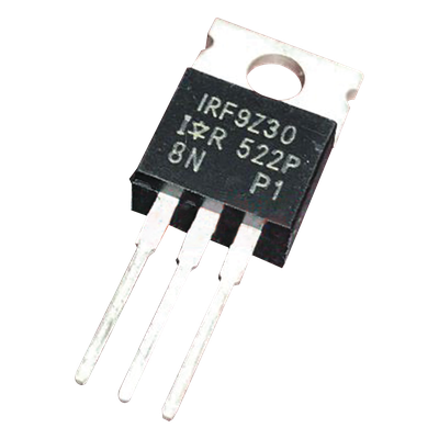 IRF9Z30 - Transistor de Potencia MOSFET, Canal P, 50 Volt, 18 Amp., 0.14 Ohm, 74 Watt, TO-220AB, para Analizador III.