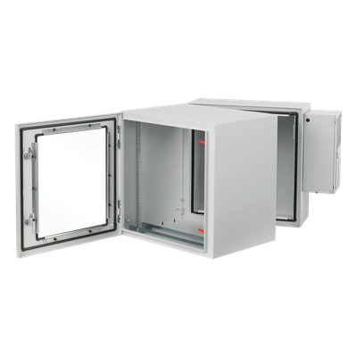 PTHW242428G2A - Gabinete Rack / 12U / Tipo 4 IP55 / Bisagra Doble / Ventana Vidrio / Aire Acondicionado / Montaje Pared / 600x612x710 mm (23.6x24.1x28 in) / Acero