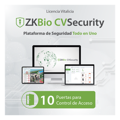 ZKCVACP10 - Licencia de Software / Control de Acceso / 10 Puertas / Biométrico Green Label / Vitalicia