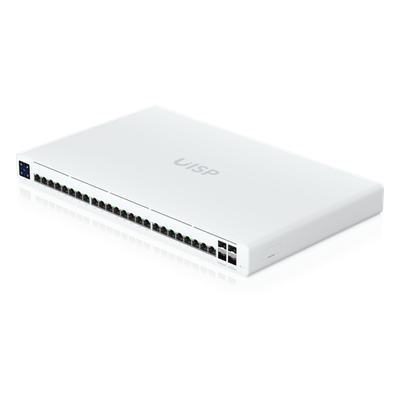 UISP-S-PRO - Switch Administrable PoE / 24 Puertos GbE / 4 SFP+ 10G / PoE Pasivo 27 V 220 W / Pantalla Táctil 1.3"
