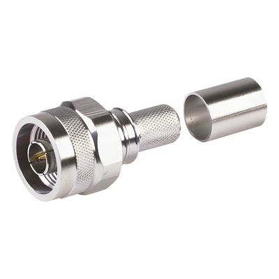 EZ-400-NM-HX - Conector Coaxial N Macho / Ensamble Plegable / Pin Cautivo No Soldable / 50 Ohm / PTFE / Cables RG8-LMR400