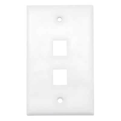 DS-1FPA2-A - Placa de Pared / 2 Puertos / UL 94 V-0 / 114x70x10 mm / 0.37x0.23x0.03 ft / 20 Piezas / Blanco