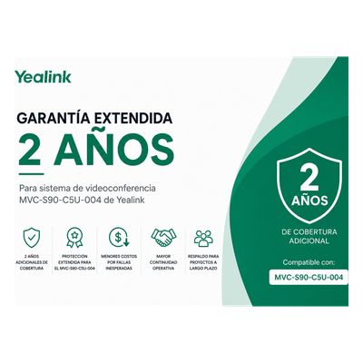 MVCS90-C5U-004-AMS-2YEAR - Garantia Extendida para Sistema de Videoconferencia MVC-S90-C5U-004 de Yealink