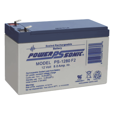 PS-1280-F2 - Batería de Respaldo AGM/VRLA / 12V / 8Ah / Terminales F2 / 5 Años Vida Útil / UL Certificada