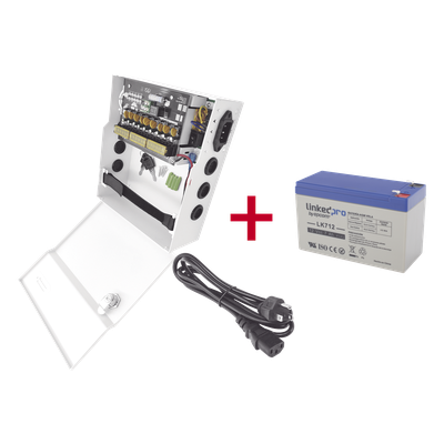 PLK12DC8ABK/K - Fuente de Alimentación con Batería de Respaldo / 11-15 VCC / 10 A / 9 Canales / Entrada 96-264 VCA / Batería 12 VCC 7 Ah
