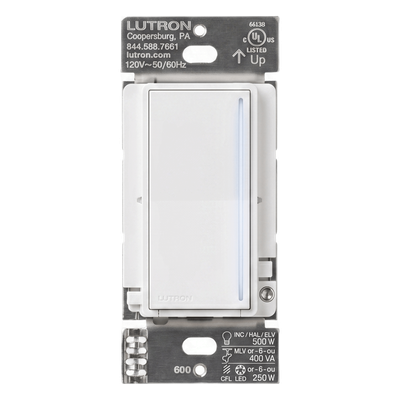 RRSTPRONWH - Atenuador de Pared Táctil / 250 W LED+ / 500 W Incandescente / 120 V / Neutro Requerido / Fase Seleccionable / RadioRA 3