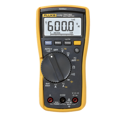 FLUKE-117 - Multímetro Digital / Detector de Voltaje sin Contacto / CAT III 600 V / Retroiluminación LED / Autovolt LOZ / 4 Hz