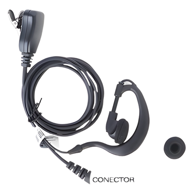 TX-EHM - Micrófono-Audífono / Gancho Ajustable Tipo G / PTT de Solapa / Compatible Motorola, Abell, Hytera