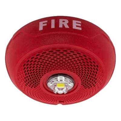 SPSCRLED - Bocina con Lámpara Estroboscópica LED / Montaje en Techo / Lente Rojo / Candela Seleccionable / 25-70.7 VRMS / 1/4-2 W