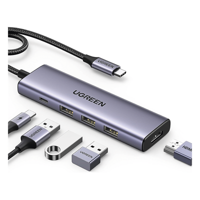 15596 - Ugreen 15596 base para portátil y replicador de puertos Alámbrico USB 3.2 Gen 1 (3.1 Gen 1) Type-A + Type-C Aluminio