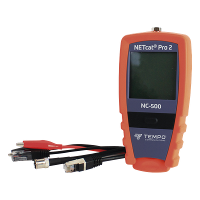 NC-500 - Probador de Cable / Pantalla Táctil Retroiluminada / TDR Subnanosegundo / Gigabit y PoE / 8 Pruebas Simultáneas / 10 pies Detección Pares Divididos