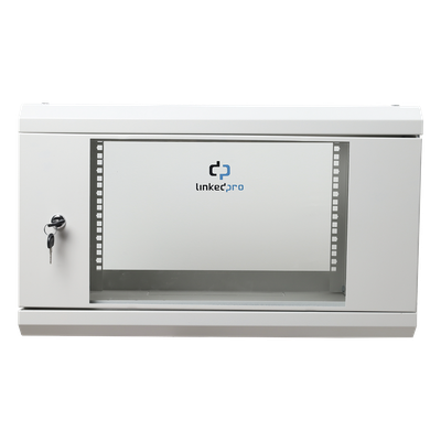 SR1906LH3GW - Gabinete de Pared 6U / 19" / Profundidad 455 mm (1.49 ft) / Cristal Templado / Carga 80 kg / Acero Reforzado
