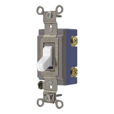 HUB-HBL-1201-W - Interruptor de Palanca Industrial / 15 A / 120-277 V CA / Unipolar / Extra Pesado / Terminales Lateral y Posterior