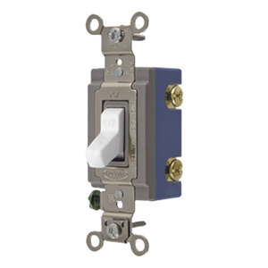 HUB-HBL-1201-W - Interruptor de Palanca Industrial / 15 A / 120-277 V CA / Unipolar / Extra Pesado / Terminales Lateral y Posterior
