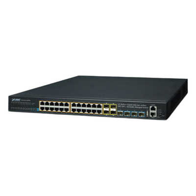 SGS-6341-24P4X - Switch Administrable Stacking Capa 3 / 24 Puertos PoE+ Gigabit / 4 SFP+ 10G / 370W PoE Total / 128 Gbps Throughput