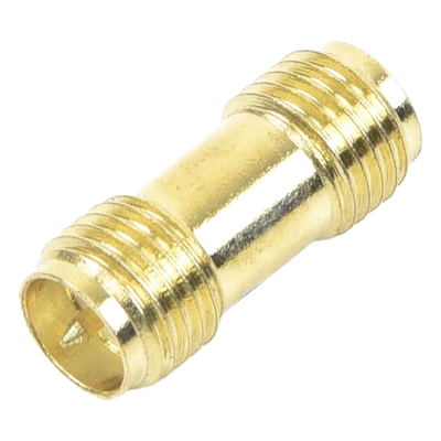 TT-COU-SMA-2RP-F - Adaptador Coaxial RF / SMA Hembra Inverso a SMA Hembra Inverso / Montaje en Línea / Cuerpo Bronce con Oro / Aislante Teflón
