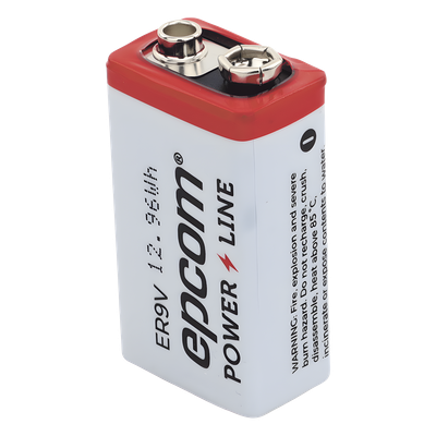 ER-9V - Batería de Litio 9V / 1200 mAh / Cloruro de Tionilo / No Recargable / Operación -60°C a +85°C / Acero Inoxidable