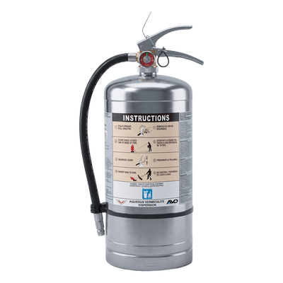 AVD6L - Extintor para Baterías de Litio / 6 L / UL EX29073 / Descarga 72 s / Alcance 3.6 m (11.8 ft) / Acero Inoxidable