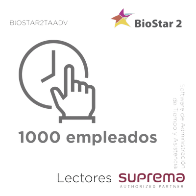 BIOSTAR2TAADV - Software de Administración de Tiempo y Asistencia / Licencia Avanzada / 1000 Empleados / Horarios Fijos y Flexibles Ilimitados / Integración BioStar 2 v2.7.7+