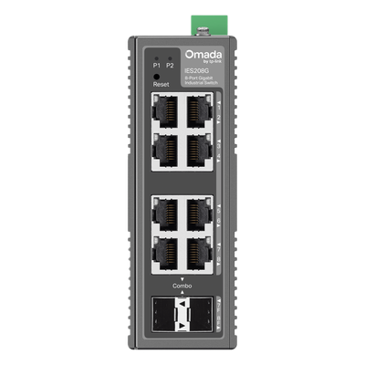 IES208G - Switch Industrial Easy Managed / 8 Puertos Gigabit / 2× Combo RJ45/SFP / 16 Gbps / -40°C a 75°C (-40°F a 167°F) / Protección 6kV / IP40 / Montaje DIN Rail