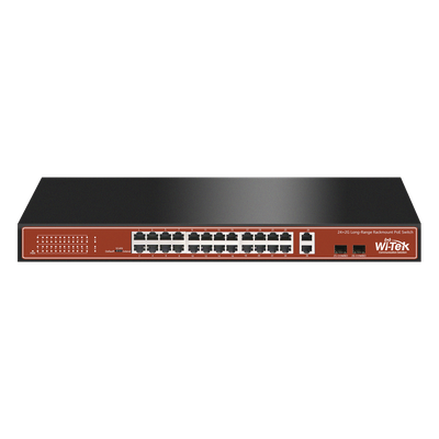 WI-PS526G - Switch PoE de largo alcance / 24 x 10/100Mbps + 2 x SFP Gigabit Combo / 250m / 250W / 802.3af/at/bt / 820 pies