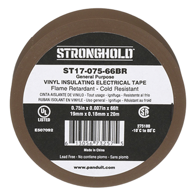 ST17-075-66BR - Panduit Cinta Eléctrica Stronghold ST17-075-66BR, 0.18mm Grosor, 19mm Ancho, 20.12m Largo