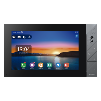 I55A - Monitor IP/SIP / Pantalla Táctil 7" / Android 9.0 / Wi-Fi Dual Band / Bluetooth 5.0 / PoE / 8 Entradas de Alarma
