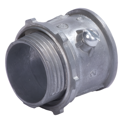 JU-PD-114-CON - Conector 1 1/4" (32mm) pared delgada con tornillo galvanizado etiqueta verde