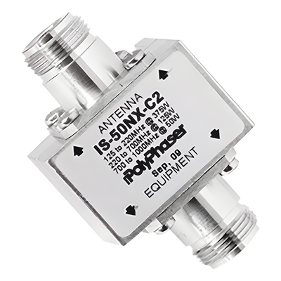 IS-50NX-C2 - Protector Coaxial RF / 125-1000 MHz / 50 Ω / Conectores N Hembra / Ceja Lateral / 50 kA
