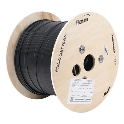 IC-FIG8A2-2C - Carrete de Fibra Óptica Aérea Drop / 1 km / G.657A2 Bifibra / LS0H / Span 80 / 3,280 pies