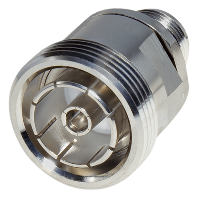 P2RFD16734 - Adaptador en Línea de Conector DIN 7-16 Hembra a N Hembra, Plata / Plata / Teflón.