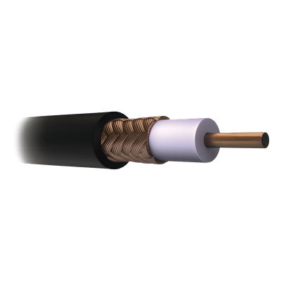 JV44 - Cable Coaxial RG11/U, 305 Metros (1000 Pies), Bobina de 305 Metros (1000 Pies) Color Negro, AWG 14 Aislamiento Espumado, Blindaje de Aluminio al 60%, Aplicación Intemperie para Video Vigilancia