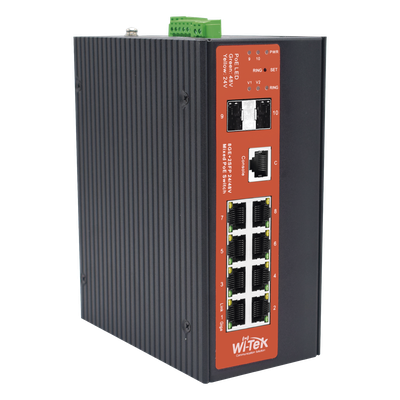 WI-PMS310GF-ALIEN-I - Switch Industrial Administrable Gigabit con 2 Puertos PoE bt + 6 Puertos PoE af/at o 24 V Pasivo + 2 SFP Gigabit, 240 W