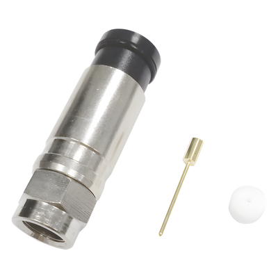 TT11-F02 - Conector F Macho / Compresión Axial / Cable Coaxial RG-11 / 75 Ohm / Bronce Niquelado