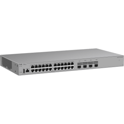 RG-CS61-24GT4MS - Switch Capa 3 Acceso / 24 Puertos Gigabit / 4 Puertos SFP 2.5GE / Sin PoE / Capacidad 68 Gbps / VSU / Capa 3 OSPF / Ventilador Sin Ventilador / 1 RU / Línea Cybrey