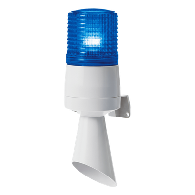 S60ADL-24-B - Luz de Advertencia LED con Buzzer / 60 mm (2.36 in) / 95 dB a 1 m / 24 VCD / Azul / Modo Fijo e Intermitente