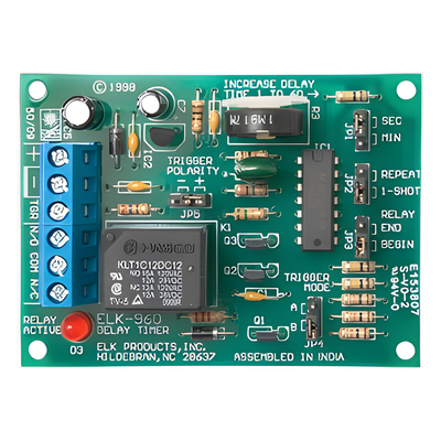 ELK960 - Relevador Con Temporizador / 3-60 Seg o 3-60 Min / Activación de Disparo Positivo o Negativo / Alimentación 12-24 Vcc