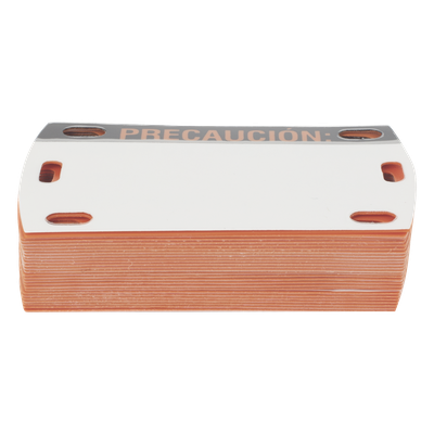 LP-EAL - Etiqueta Autolaminada / 90 x 50 mm / 3.54 x 1.97 in / Vinilo Rígido / Interior-Exterior / Paquete 25 pzas / Negro-Naranja