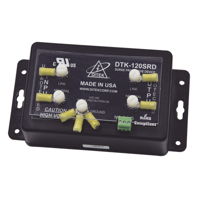 DTK-120SRD - Protector de sobretensión / 120 VCA / 20 A / IP65 / Contacto seco Forma C / EMI-RFI / 6.87 x 3.5 x 2.5 pulgadas