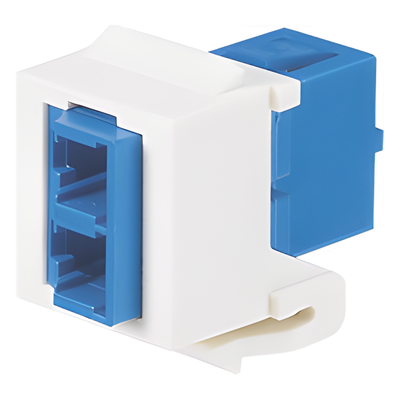 NKDLCMZIW - Módulo Acoplador LC Duplex / Fibra Monomodo OS1/OS2 / Tipo Keystone / Cerámica Zirconia / Blanco Mate