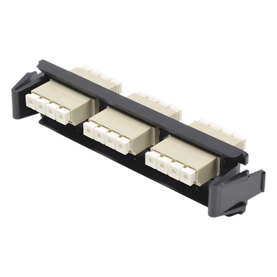 RIC-F-LC12-01C - Placa Acopladora de Fibra Óptica / 12 Fibras Multimodo / Conectores LC Quad / Color Beige / Quick-Pack