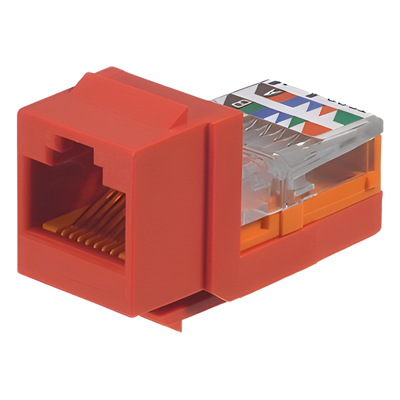 NK5E88MRDY - Módulo Jack Keystone / Cat 5e / UTP / 22-24 AWG / RJ45 / Leadframe / PoE / Rojo