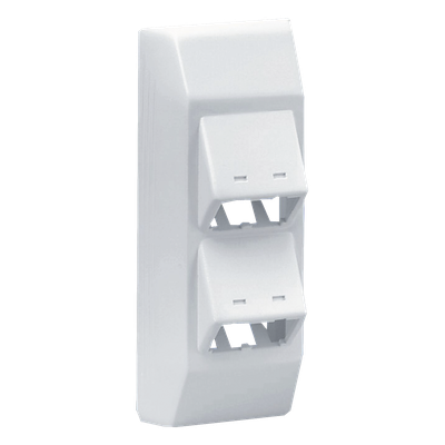 T45HDBIW - Soporte de 4 Puertos Mini-Com / Bisagras a Presión / Para Canaleta T45 / PVC Rígido / UL94V-0 / Blanco Mate