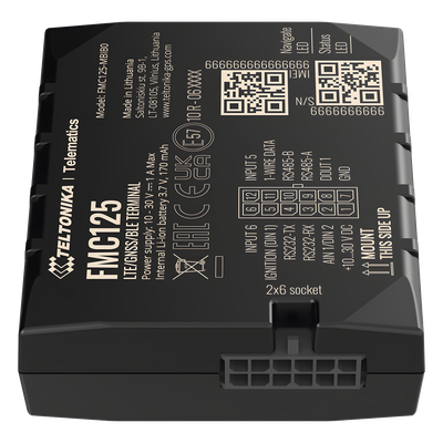 FMC125 - Rastreador Vehicular GPS / 4G LTE CAT 1 / 2G / Dual SIM / RS485 / RS232 / Bluetooth / DualCam / 170 mAh