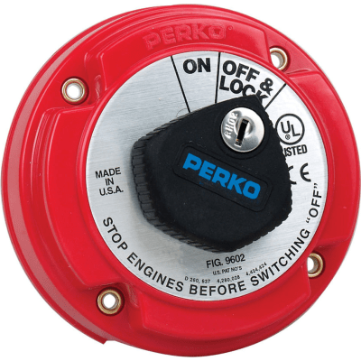 9602DP - Interruptor de Desconexión de Batería Marina / 250 A Continuos / 360 A Intermitentes / 6-32 VCC / Bloqueo con Llave / Montaje en Superficie / Encendido Protegido