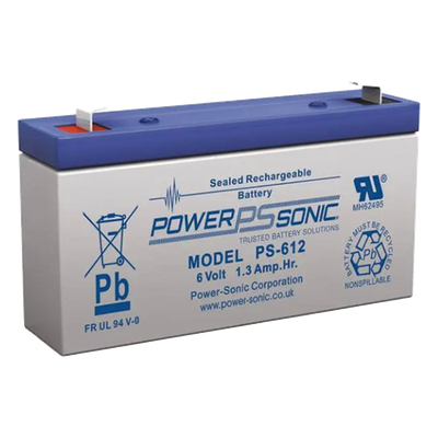 PS612-F1 - Batería de Respaldo AGM/VRLA / 6V / 1.2 Ah / Terminales F1 / 5 Años Vida Útil / Reconocida UL
